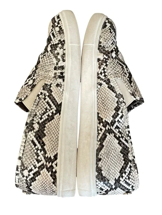 Express White and Black Snake-Print Slip-On Sneakers - Picture 4 of 8